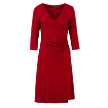 Load image into Gallery viewer, Red Faux Wrap Dress in Sustainable Fabric