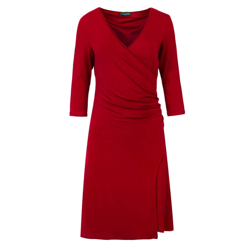 Red Faux Wrap Dress in Sustainable Fabric