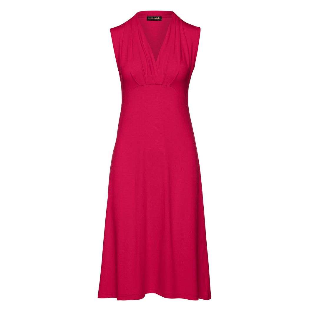 Solid Colour Empire Line Sleeveless Dress in Dark Red