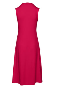 Solid Colour Empire Line Sleeveless Dress in Dark Red