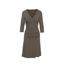 Load image into Gallery viewer, Faux Wrap Dress in Sustainable Fabric Jersey in Khaki