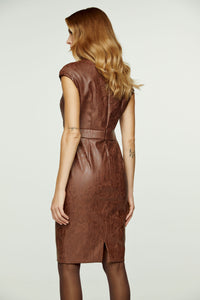 Chocolate Brown Faux Leather Dress