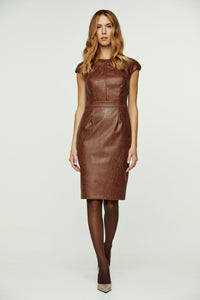 Chocolate Brown Faux Leather Dress