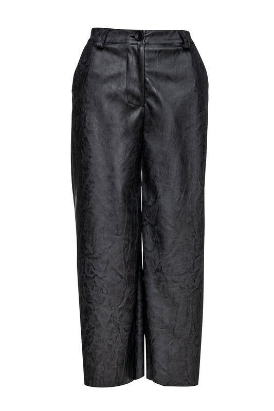 Σκούρο γκρι culottes από τεχνητό δέρμα