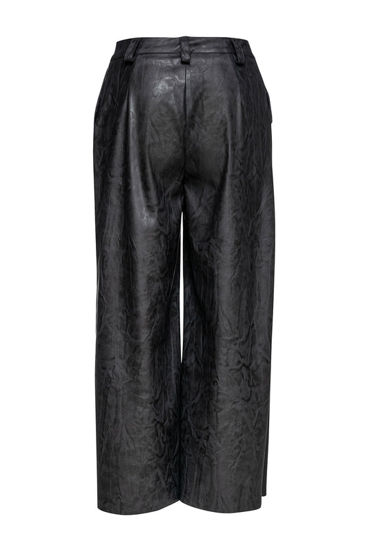 Σκούρο γκρι culottes από τεχνητό δέρμα