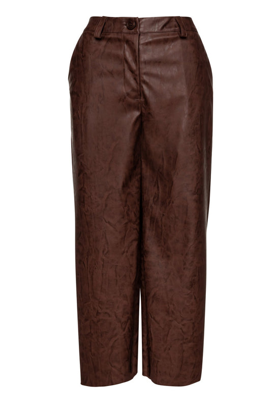 Σοκολατί καφέ culottes από τεχνητό δέρμα