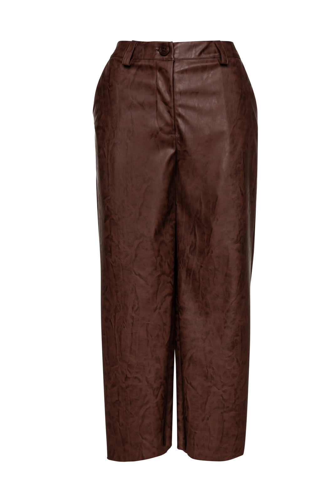 Chocolate Brown Faux Leather Culottes
