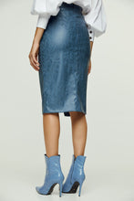 Load image into Gallery viewer, Indigo Faux Leather Pencil Skirt