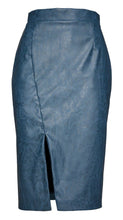 Load image into Gallery viewer, Indigo Faux Leather Pencil Skirt