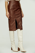 Load image into Gallery viewer, Chocolate Brown Faux Leather Pencil Skirt