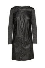Load image into Gallery viewer, Dark Grey Faux Leather Detail Knit Dress