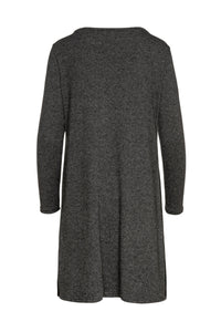 Dark Grey Faux Leather Detail Knit Dress