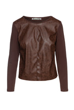 Load image into Gallery viewer, Chocolate Brown Faux Leather Detail Top