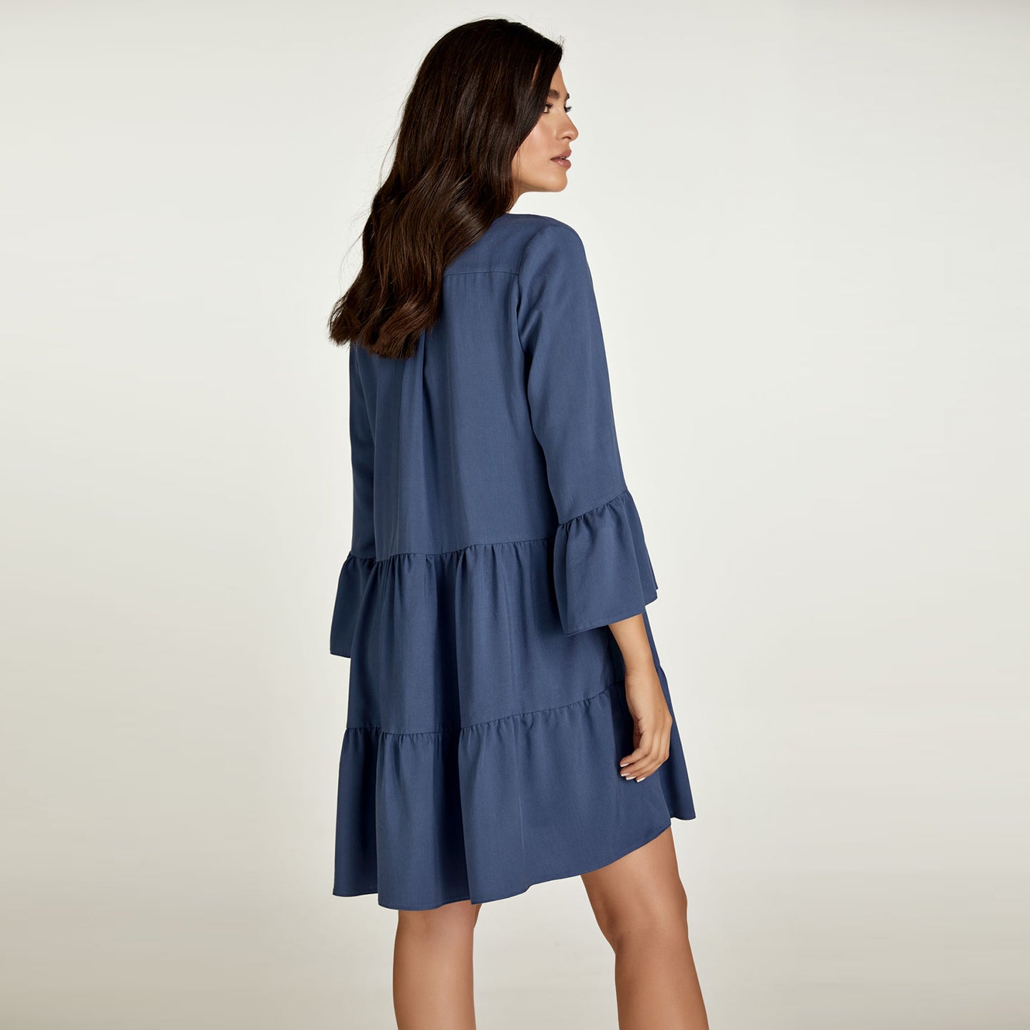 Indigo Tencel Gathered Seams Dress