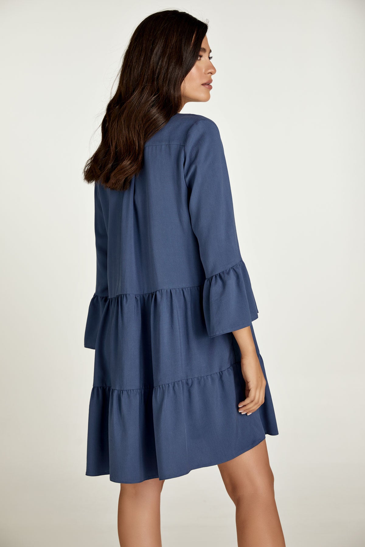 Indigo Tencel Gathered Seams Dress