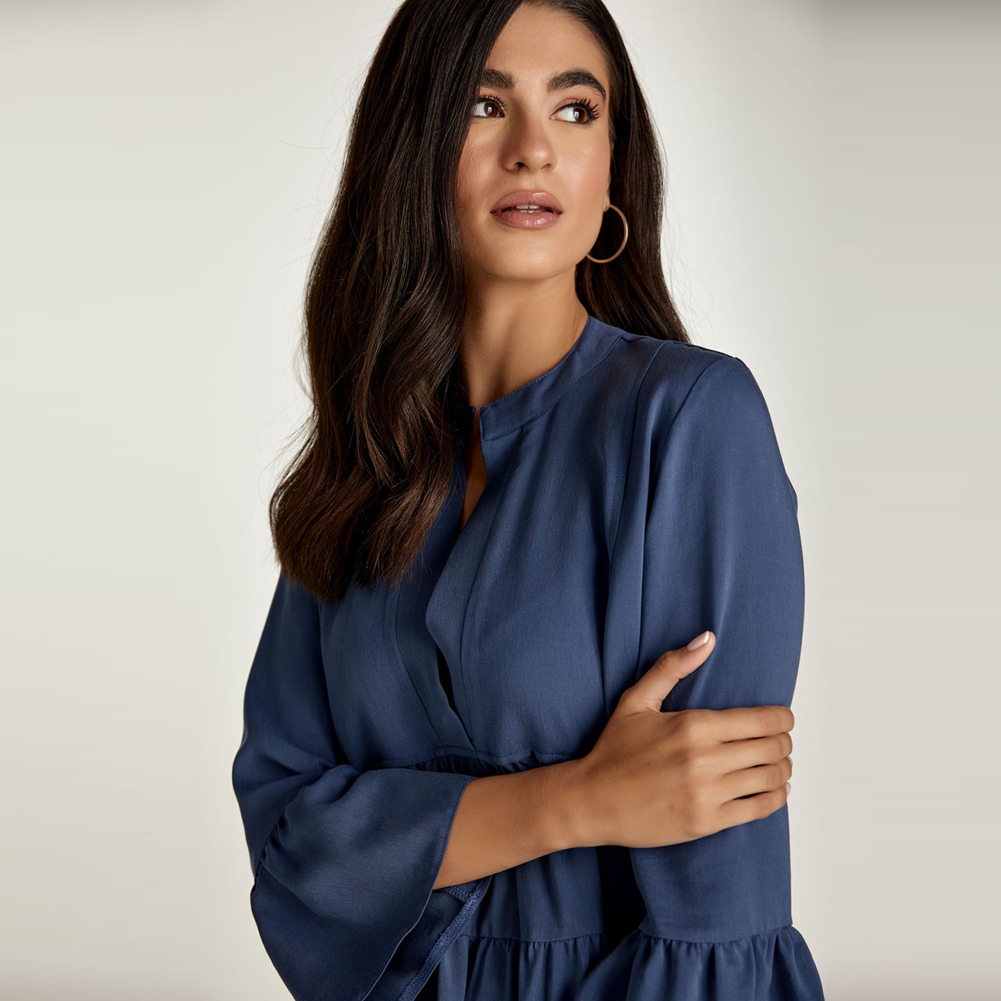 Indigo Tencel Gathered Seams Dress