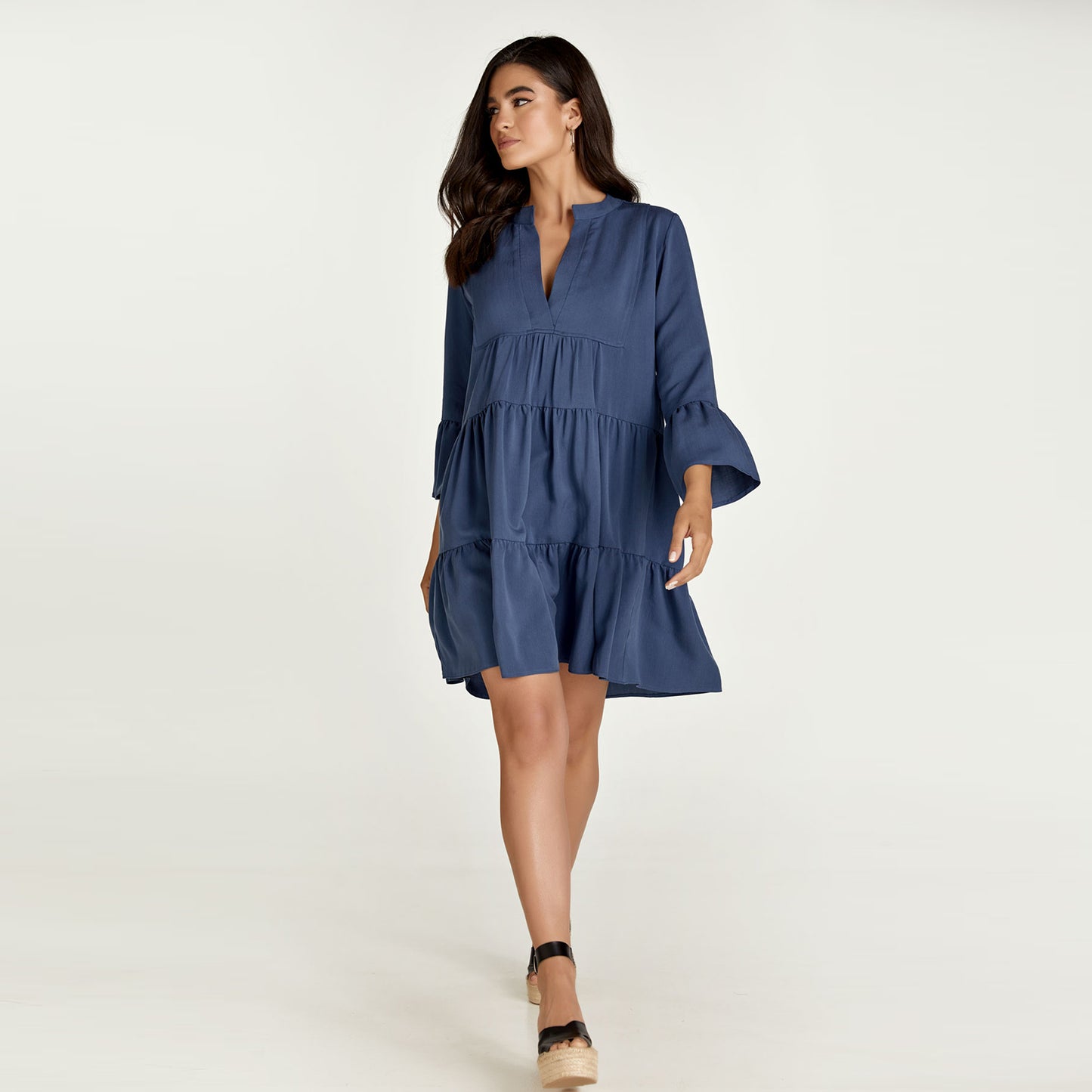 Indigo Tencel Gathered Seams Dress