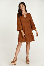 Load image into Gallery viewer, Chocolate Brown Tencel Gathered Seams Dress