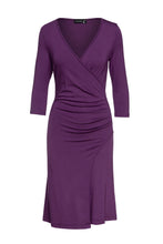 Load image into Gallery viewer, Aubergine Faux Wrap Dress