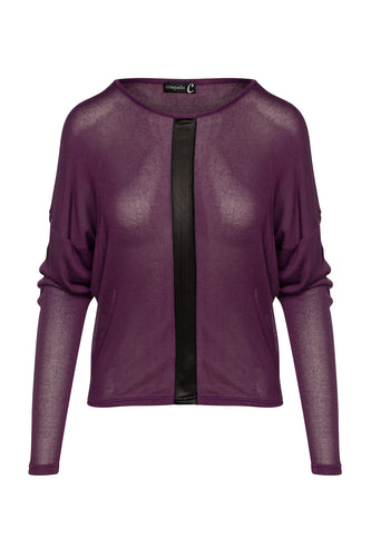 Mauve Batwing Top with Faux Leather Detail