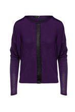 Load image into Gallery viewer, Ink Colour Batwing Top with Faux Leather Detail