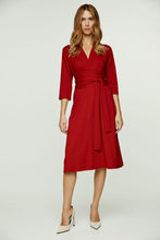 Load image into Gallery viewer, Red Empire Line Dress with Belt