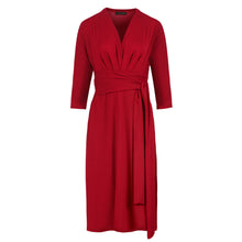 Load image into Gallery viewer, Red Empire Line Dress with Belt