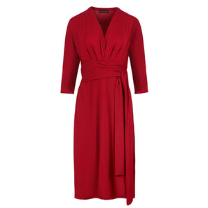 Red Empire Line Dress with Belt