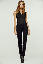 Load image into Gallery viewer, Black Fitted Jeggings with Faux Leather Detail