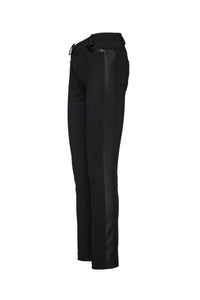 Black Fitted Jeggings with Faux Leather Detail