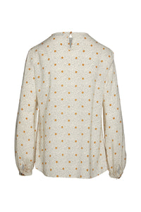 Long Sleeve Print Top with Pintuck Detail