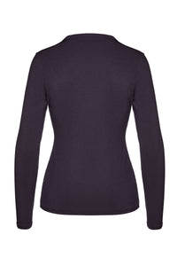 Ink Long Sleeve Faux Wrap Top in Stretch Jersey Sustainable Fabric