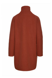 Faux Mouflon Brick Red Coat by Conquista Fashion