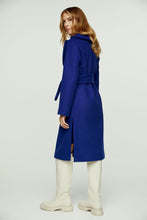 Load image into Gallery viewer, Long Electric Blue Faux Mouflon Coat with Belt