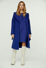 Load image into Gallery viewer, Long Electric Blue Faux Mouflon Coat with Belt