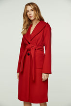 Load image into Gallery viewer, Long Dark Red Faux Mouflon Coat with Belt
