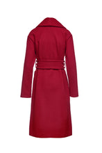Load image into Gallery viewer, Long Dark Red Faux Mouflon Coat with Belt