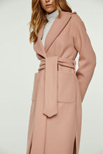 Load image into Gallery viewer, Long Salmon Colour Faux Mouflon Coat with Belt
