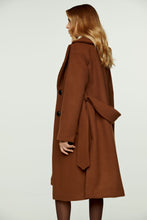 Load image into Gallery viewer, Long Chocolate Faux Mouflon Coat with Belt