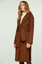 Load image into Gallery viewer, Long Chocolate Faux Mouflon Coat with Belt