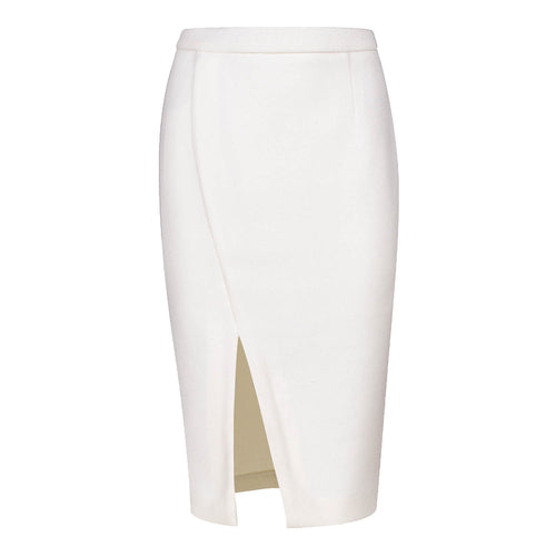 Off White Faux Mouflon Pencil Skirt