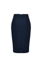 Load image into Gallery viewer, Navy Blue Mouflon Pencil Skirt