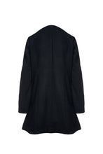 Load image into Gallery viewer, Black Mouflon Coat with Faux Leather Detail
