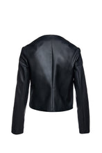 Load image into Gallery viewer, Black Faux Leather Winter Jacket