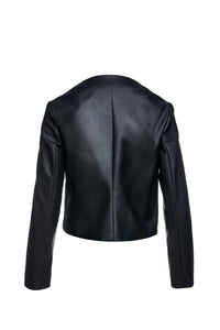 Black Faux Leather Winter Jacket