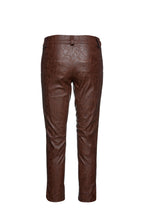 Load image into Gallery viewer, Chocolate Brown Faux Moire Leather Pants