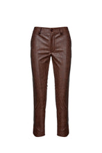 Load image into Gallery viewer, Chocolate Brown Faux Moire Leather Pants