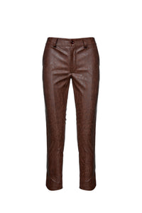 Chocolate Brown Faux Moire Leather Pants