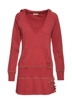 Load image into Gallery viewer, Hooded Dark Red Tunic with Appliqué Detail
