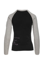 Load image into Gallery viewer, Black &amp; Grey Print Top with Embroidery Detail